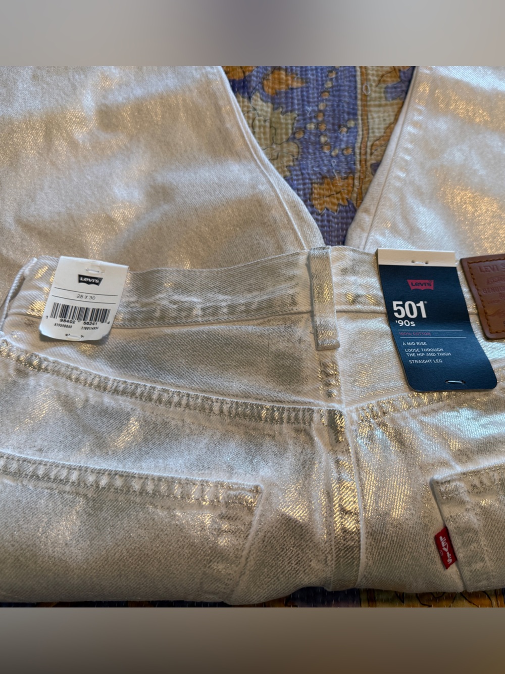 Levi’s Premium COATED 501® '90S WOMEN'S JEANS 28 x 30 Luminary White - Picture 8 of 10